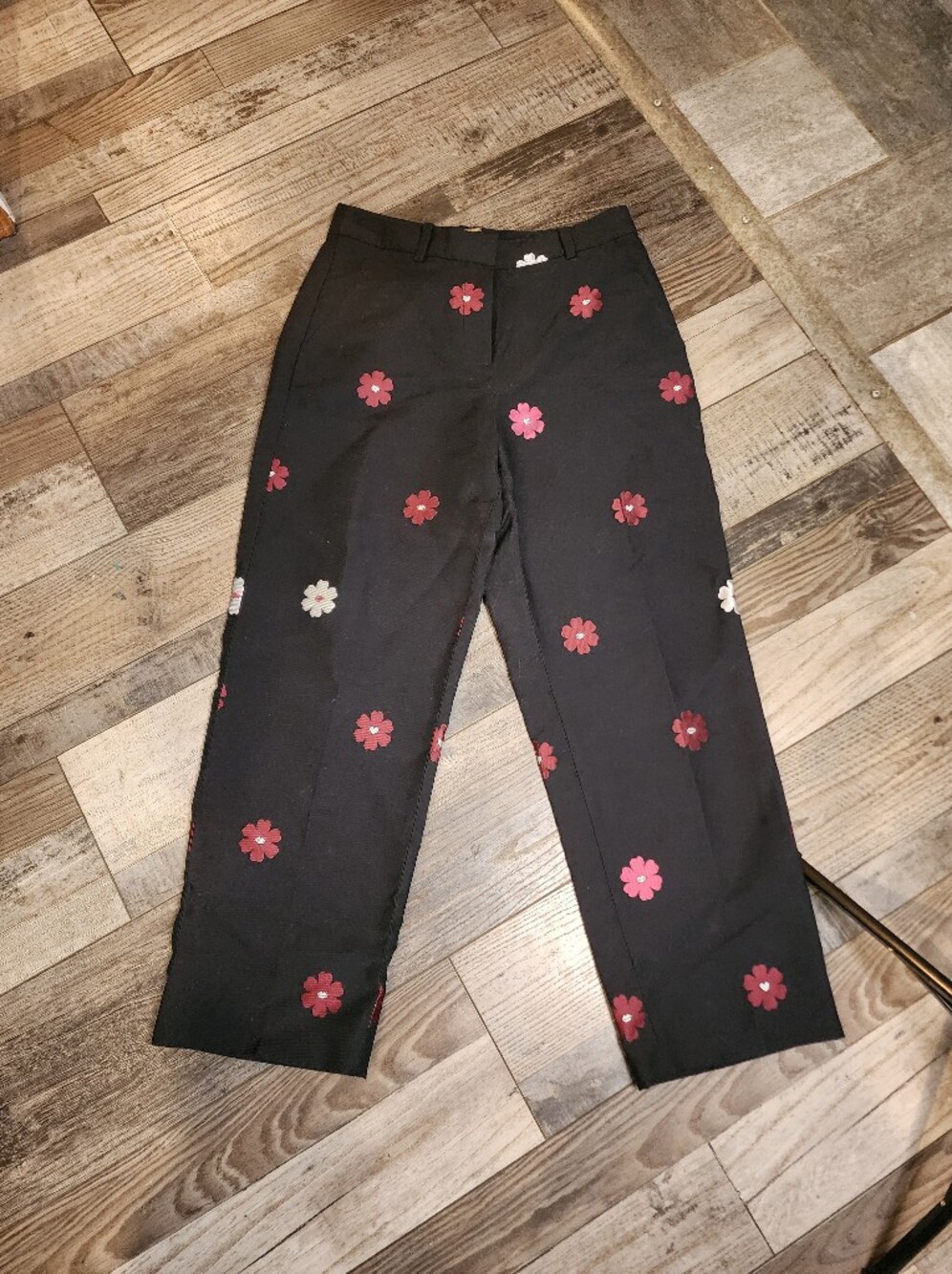 Kate Spade Black Pants With Flower Accents